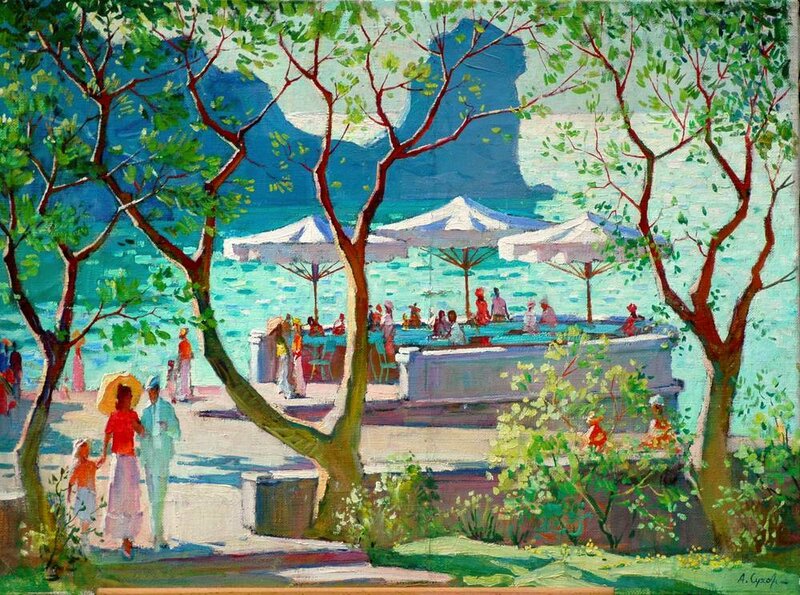 People at Seaside Cafe