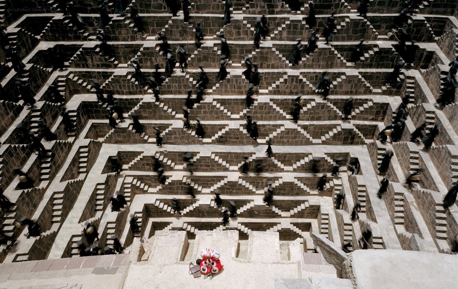 People at stepwell in India