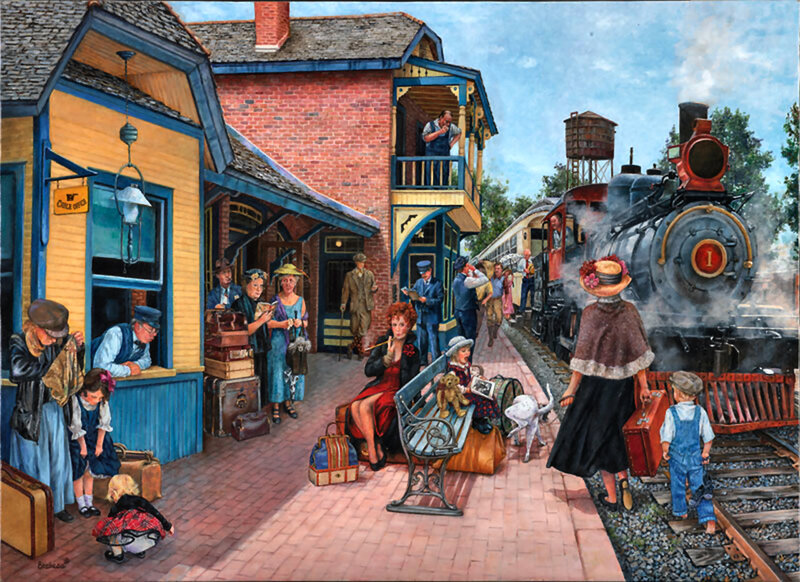 People at Train Station — Blue