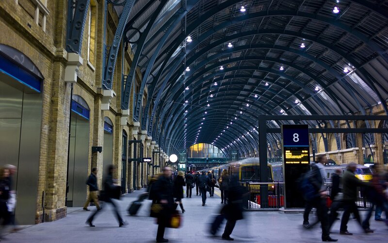 People at Train Station — Gray, Busy