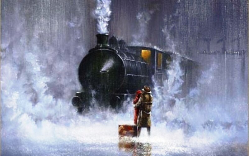 People at Train Station — Gray