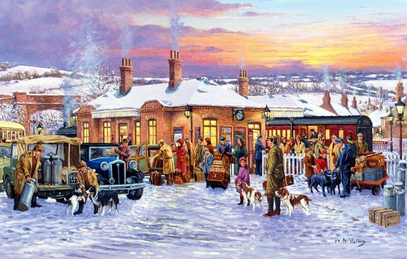 People at Train Station — White