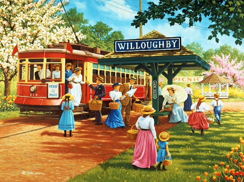 People at Trolley Stop