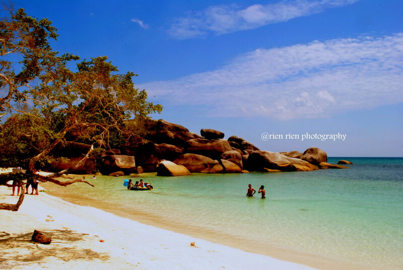 People at Tropical Beach — Blue, Serene