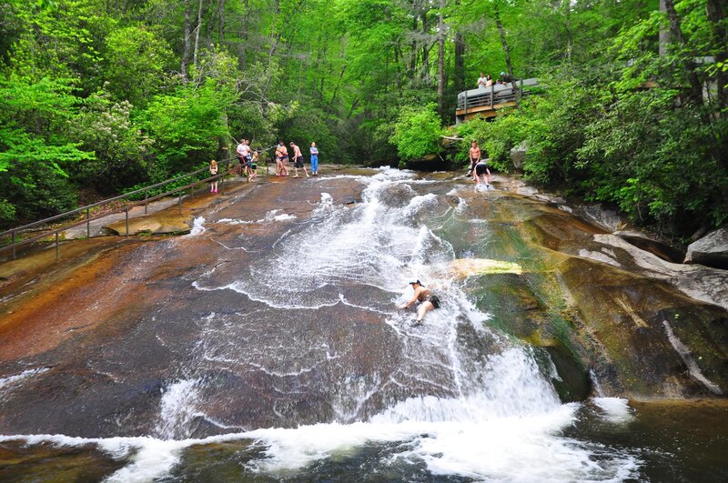 People at Waterfall — Green, Active