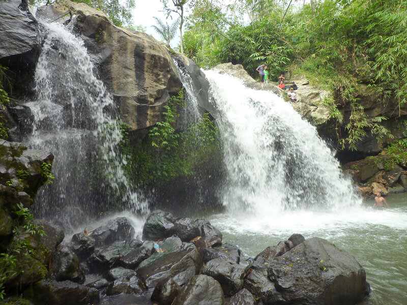 People at Waterfall — Green, Natural