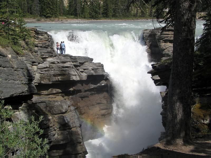 People at Waterfall — Green