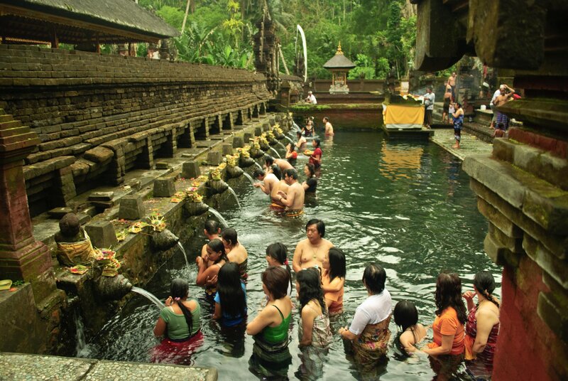 People Bathing in Temple