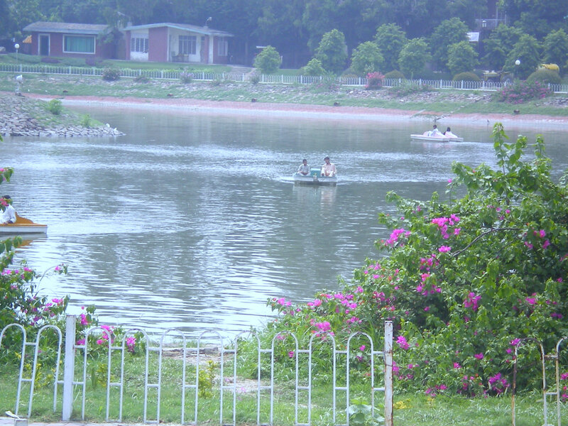 People boating on a lake