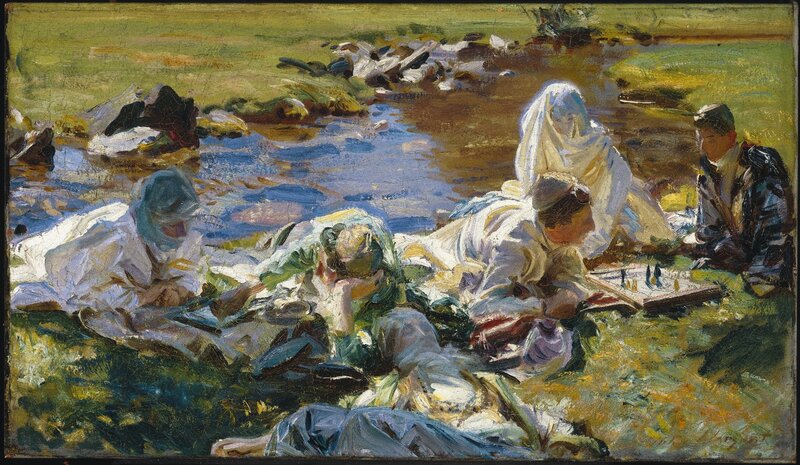 People by a River — Green, Serene