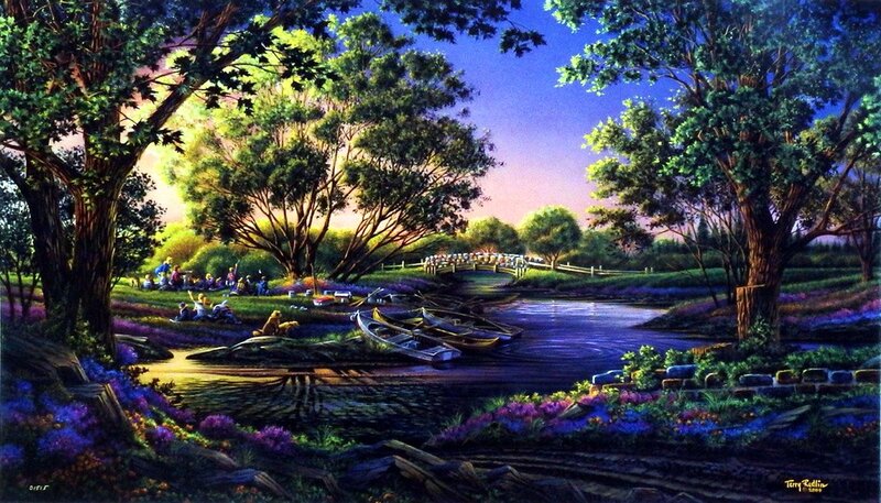 People by a River