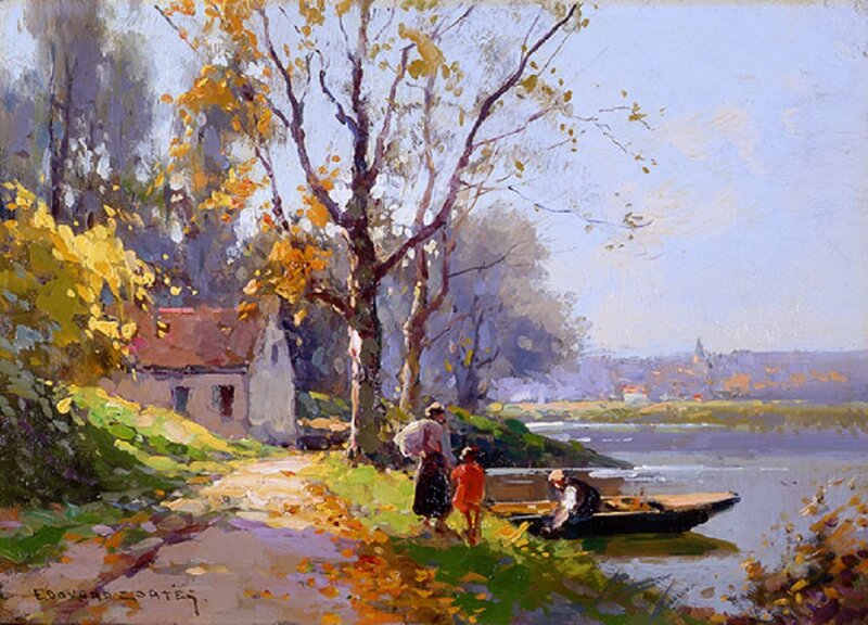 People by Riverbank — Yellow