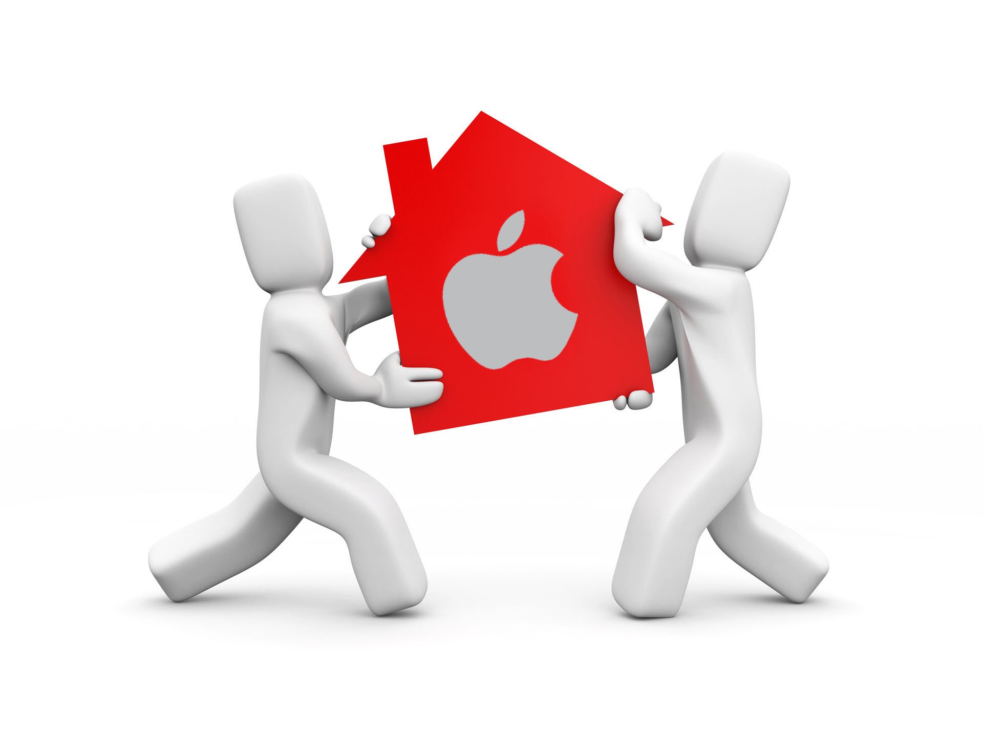 people carrying apple house