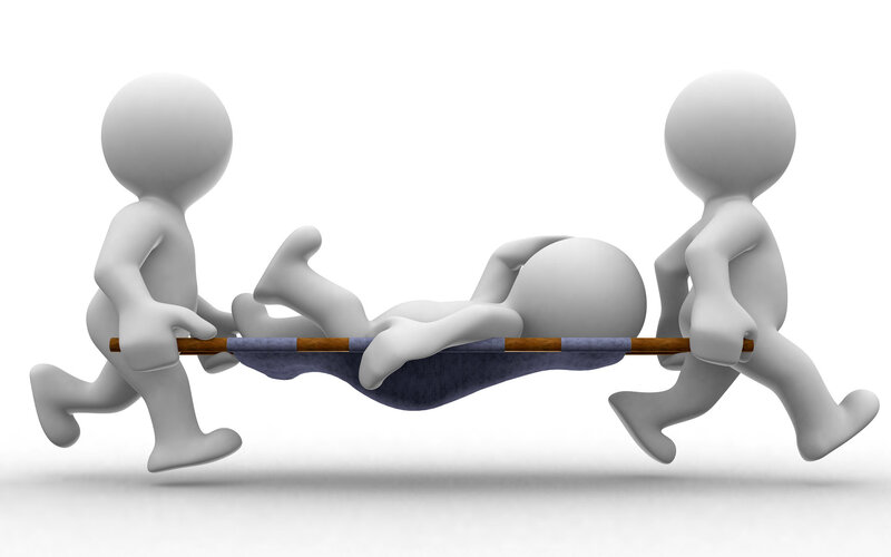 People carrying person on stretcher