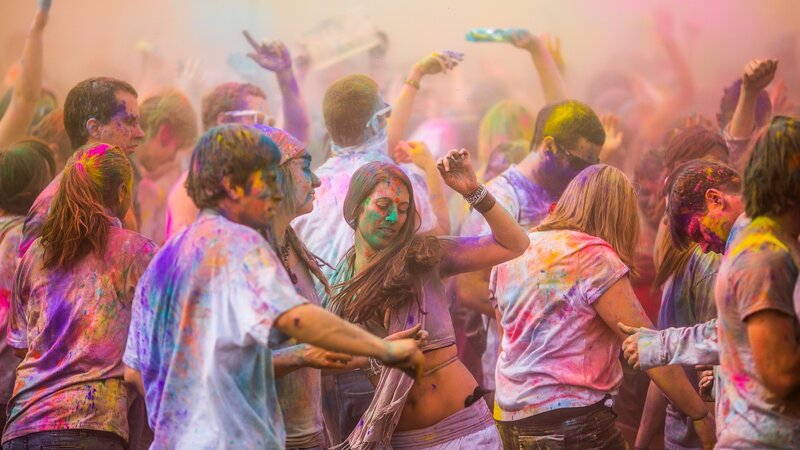 People celebrating Holi festival
