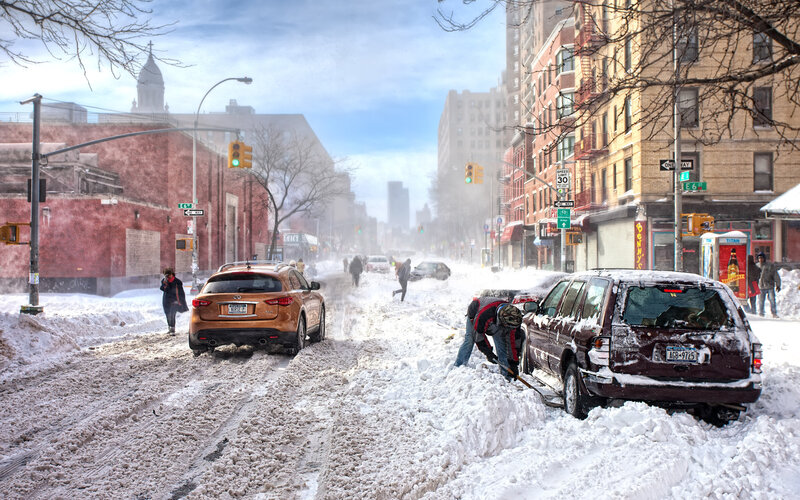 People Clearing Snow