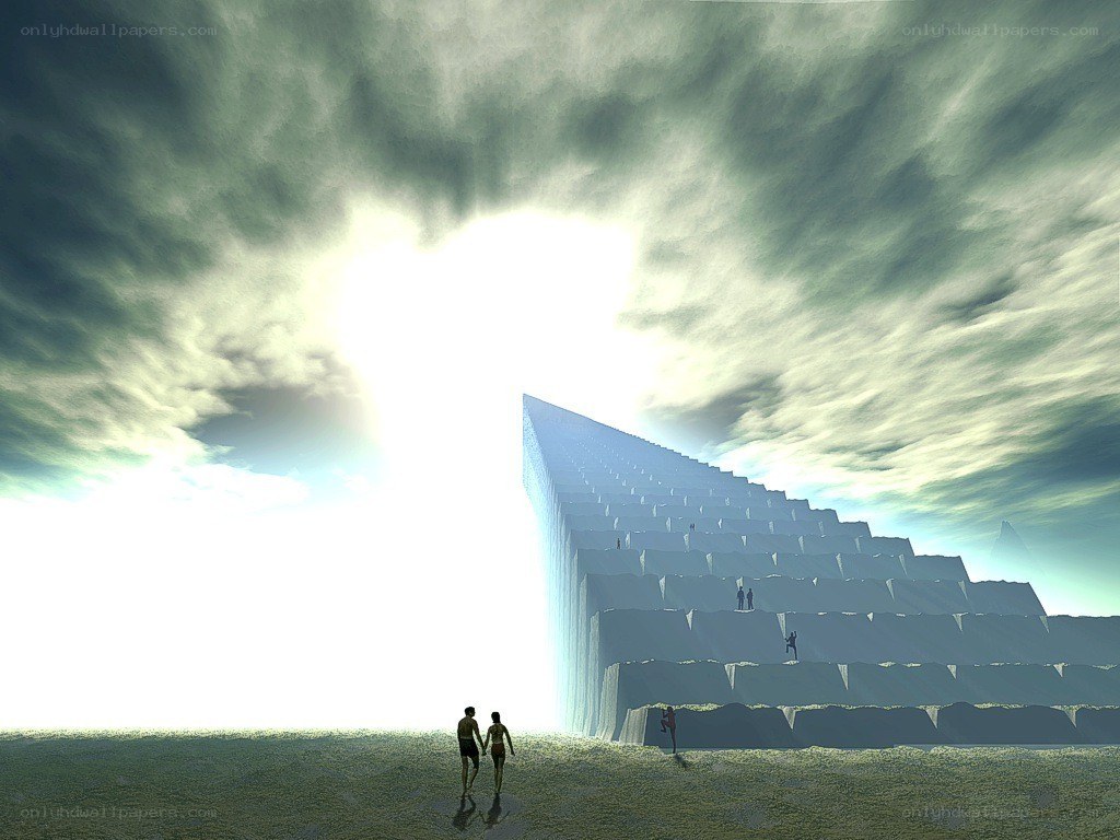 people climbing a pyramid