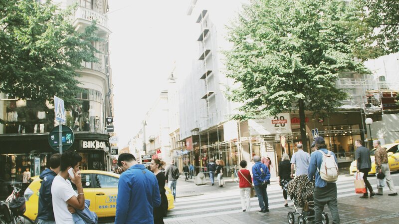 People crossing a city street
