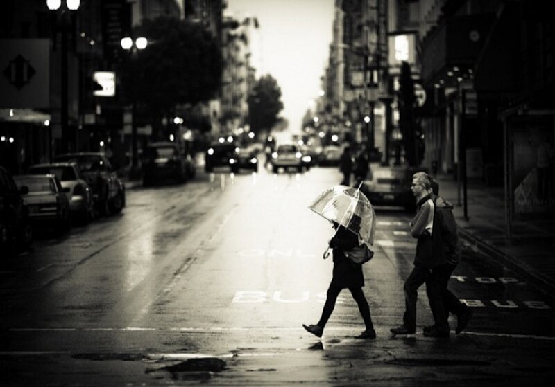 People Crossing Street — Black