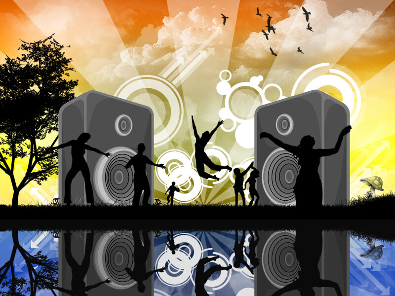 People dancing at a music festival