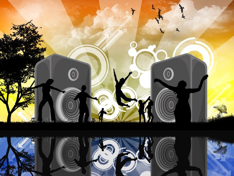People dancing at a music festival
