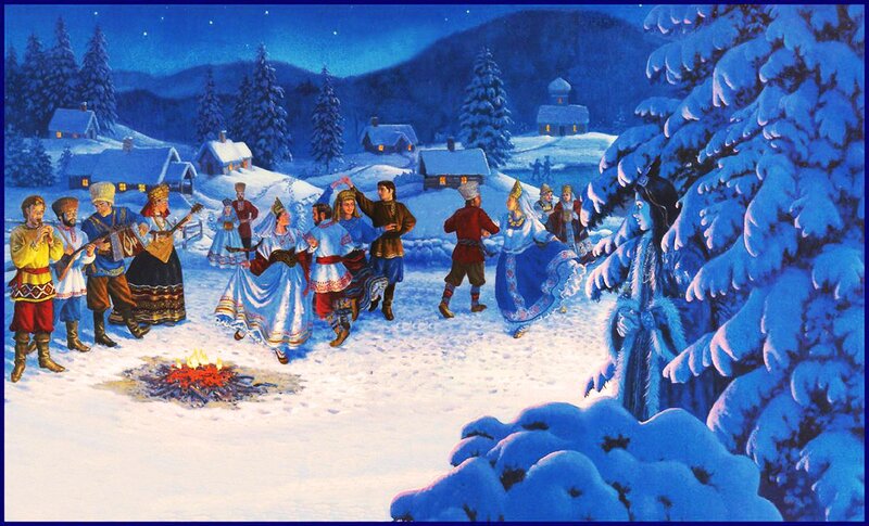 People Dancing in Snow