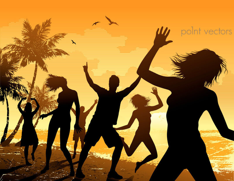 People dancing on a beach