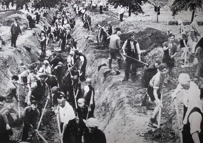 People digging trenches