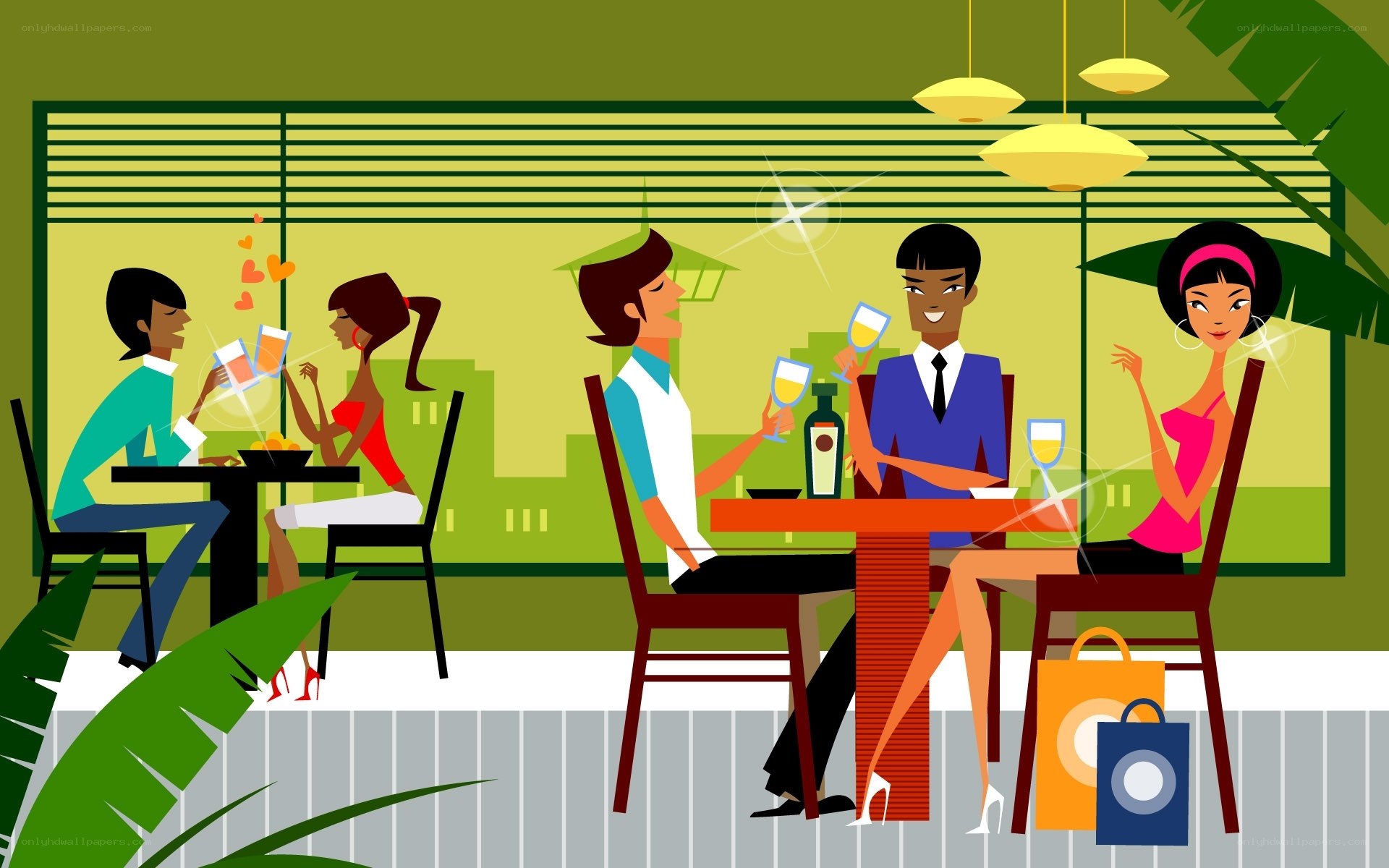 People dining at a restaurant