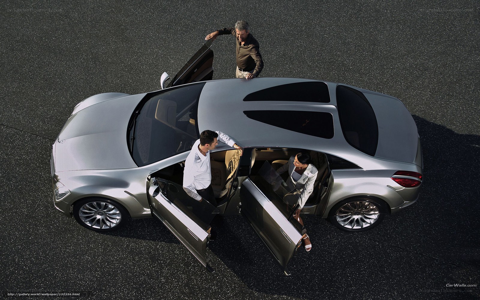 People entering a luxury car