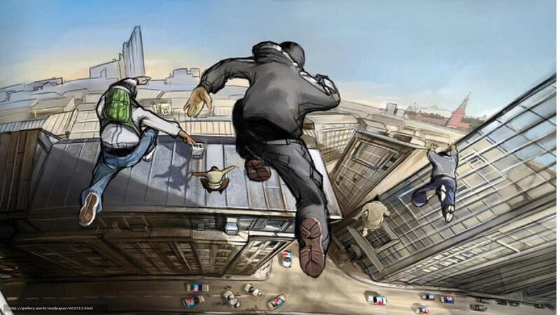 people falling from buildings