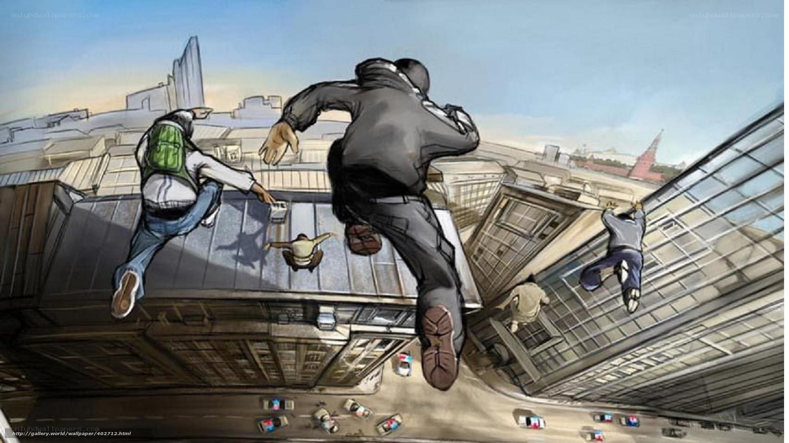 people falling from buildings