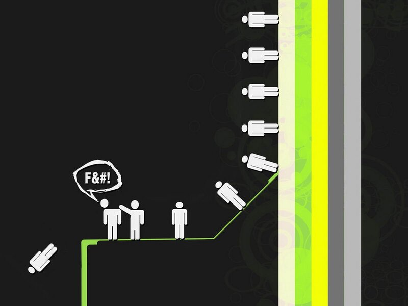 people falling off a cliff