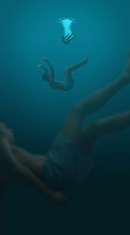 people falling underwater