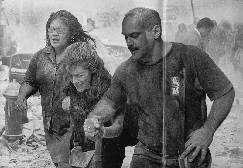People Fleeing Debris