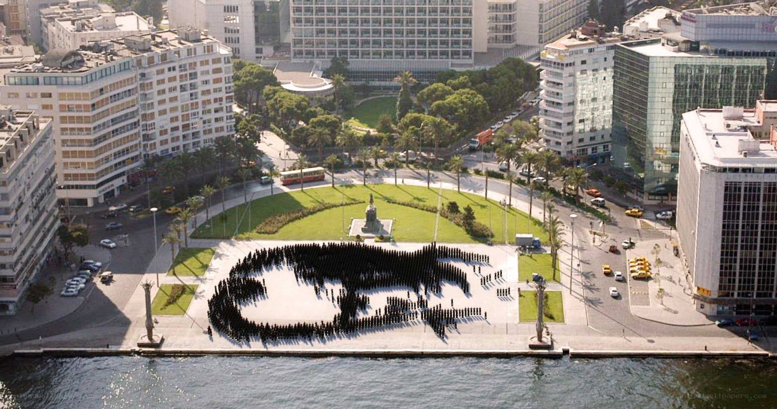 People forming a peace symbol