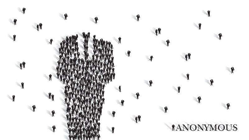 People Forming Hand Shape