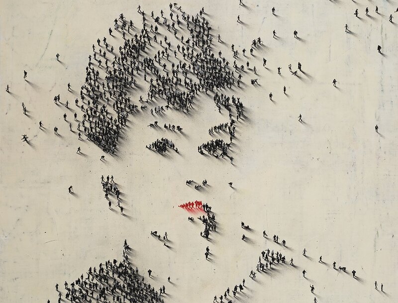 People Forming Map Shapes