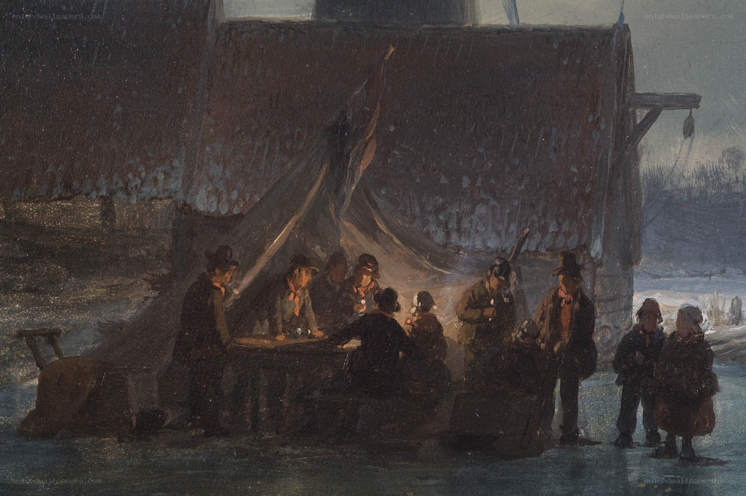People gathered in winter