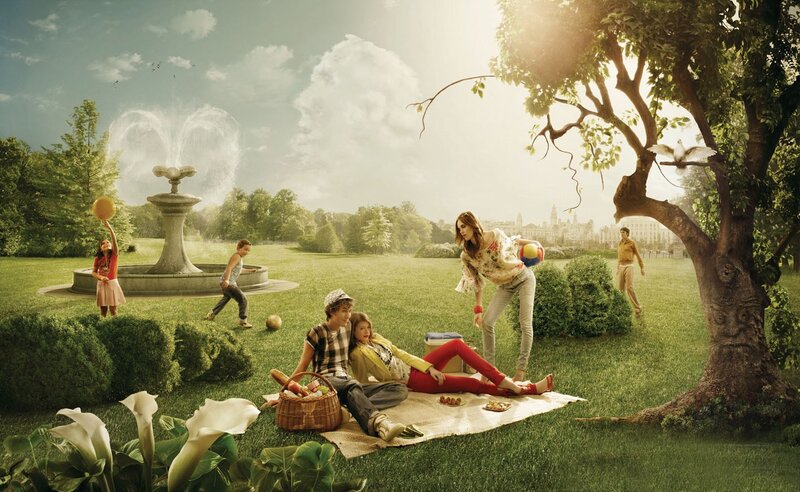 People Having Picnic — Green, Serene