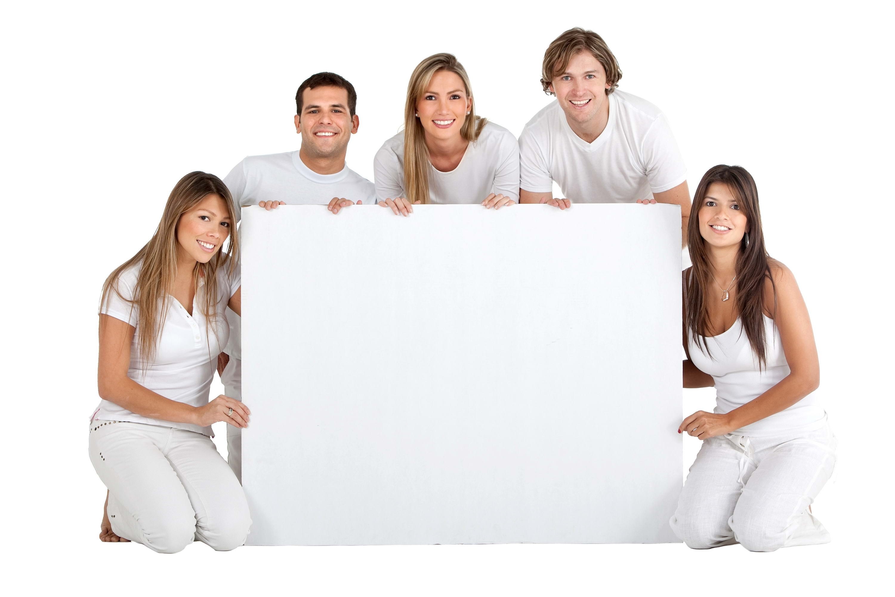 people holding blank sign