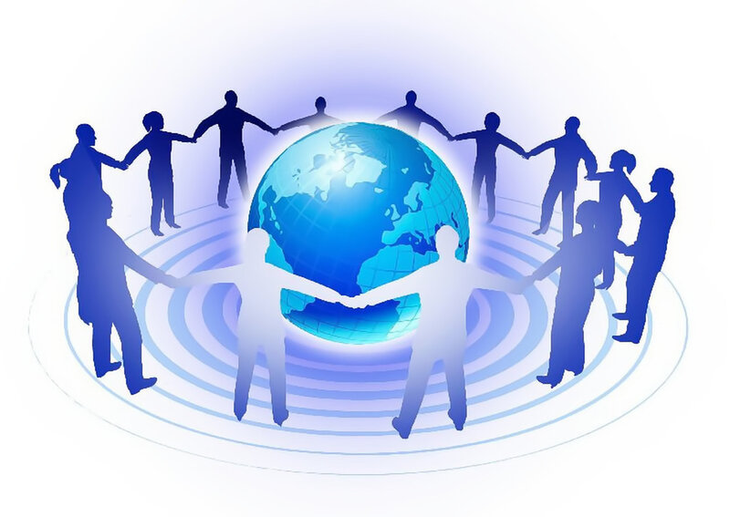 People Holding Hands Around Globe