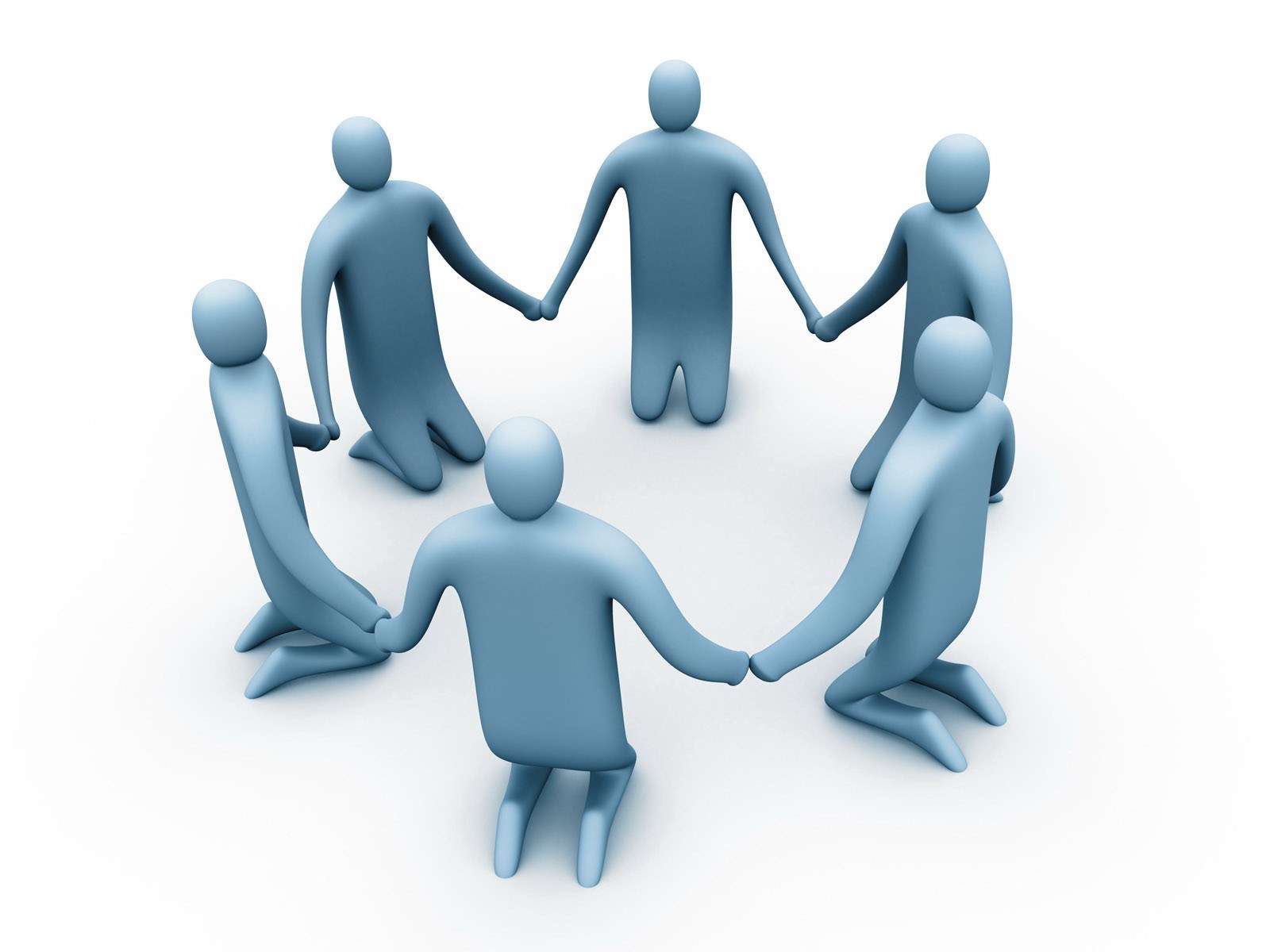 people holding hands in a circle