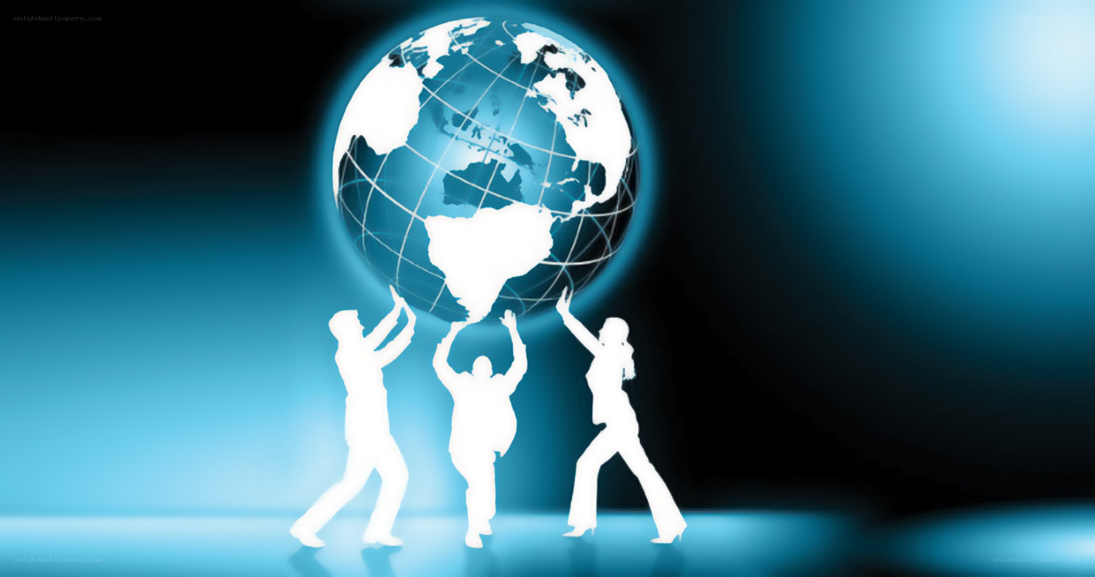 people holding up a globe