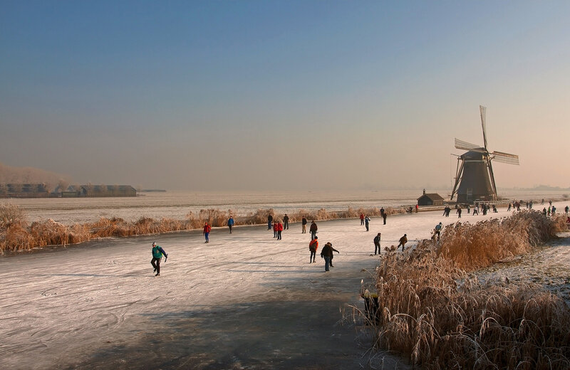 People Ice Skating — Blue, Serene, Winter