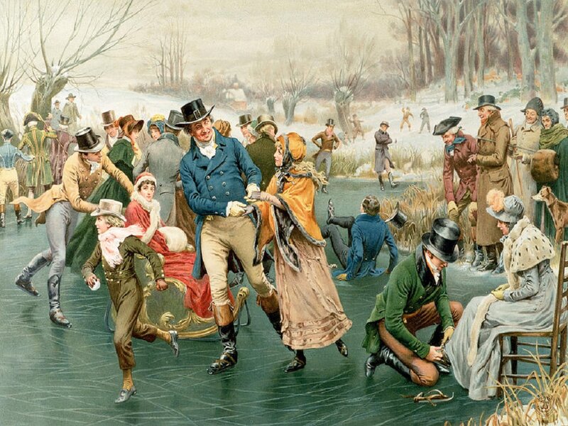 People Ice Skating — Green