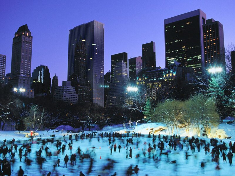 People ice skating in Central Park