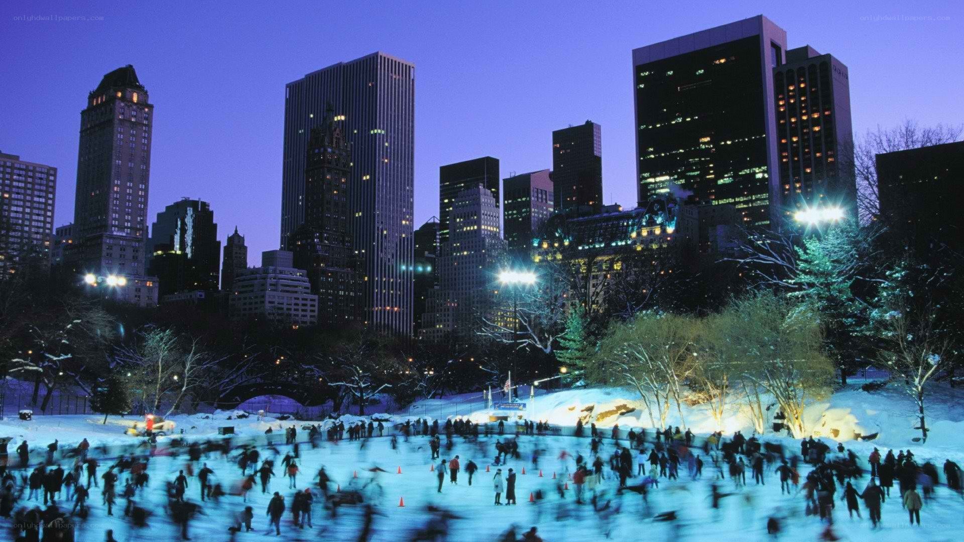 People ice skating in Central Park