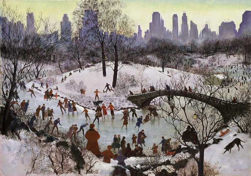 People Ice Skating in Park — White