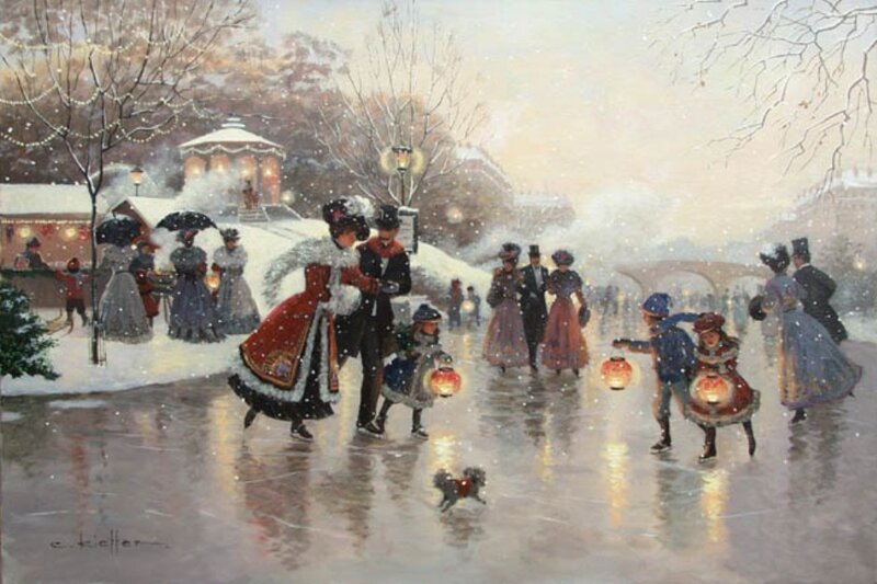 People Ice Skating in Snow